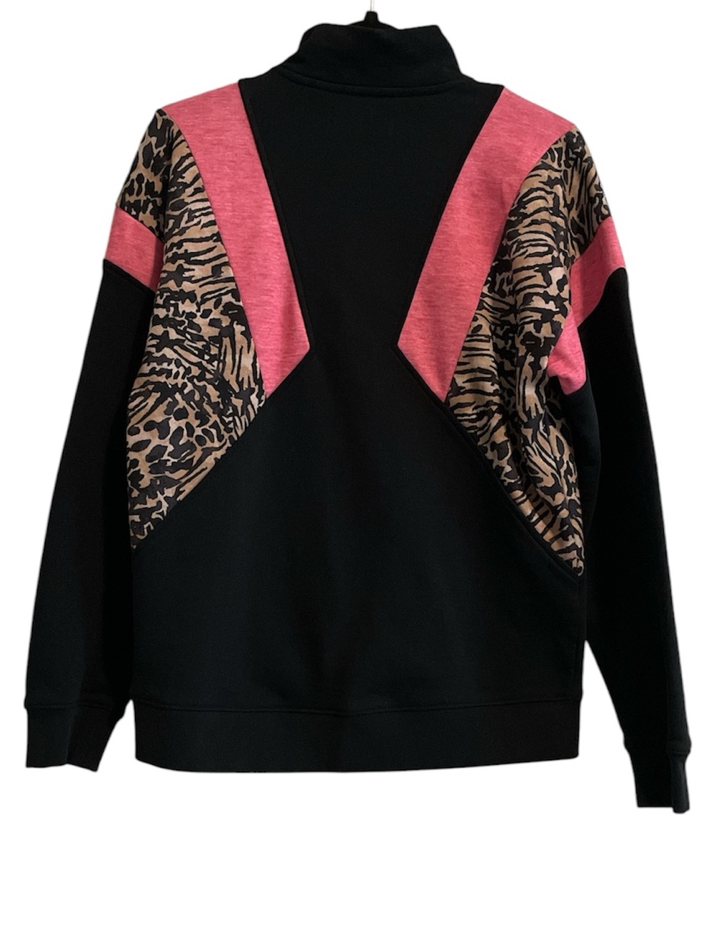 Beach Riot Maxine Half Zip Colorblock Sweatshirt Amour Leopard Women’s Medium - Picture 4 of 5
